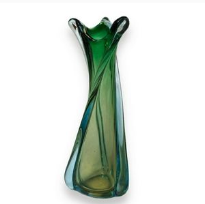MURANO Mid-Century Multicolor Twisted Swung Glass Vase